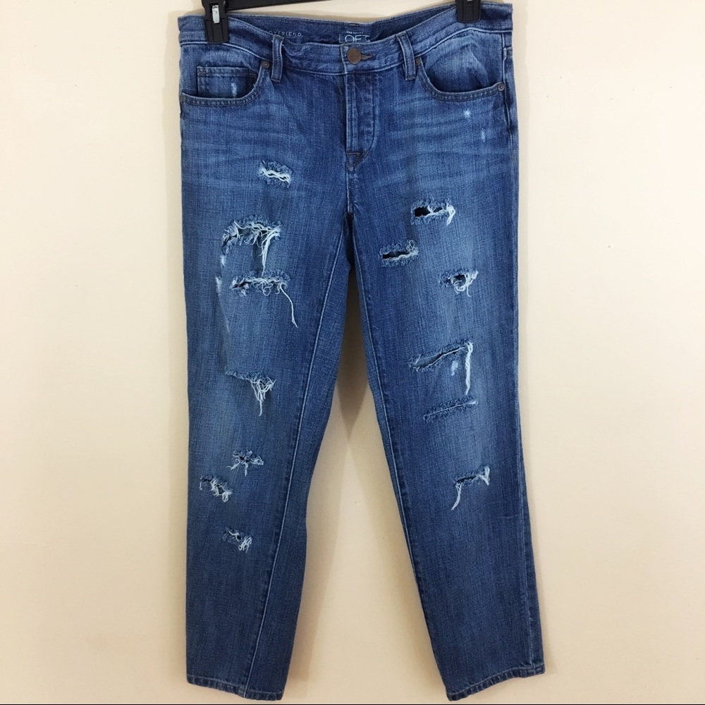 - LOFT Distressed Ripped Jeans Boyfriend Cut SZ 28
